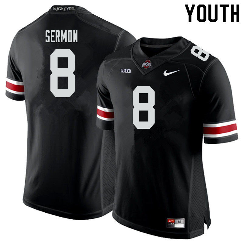 Ohio State Buckeyes Trey Sermon Youth #8 Black Authentic Stitched College Football Jersey